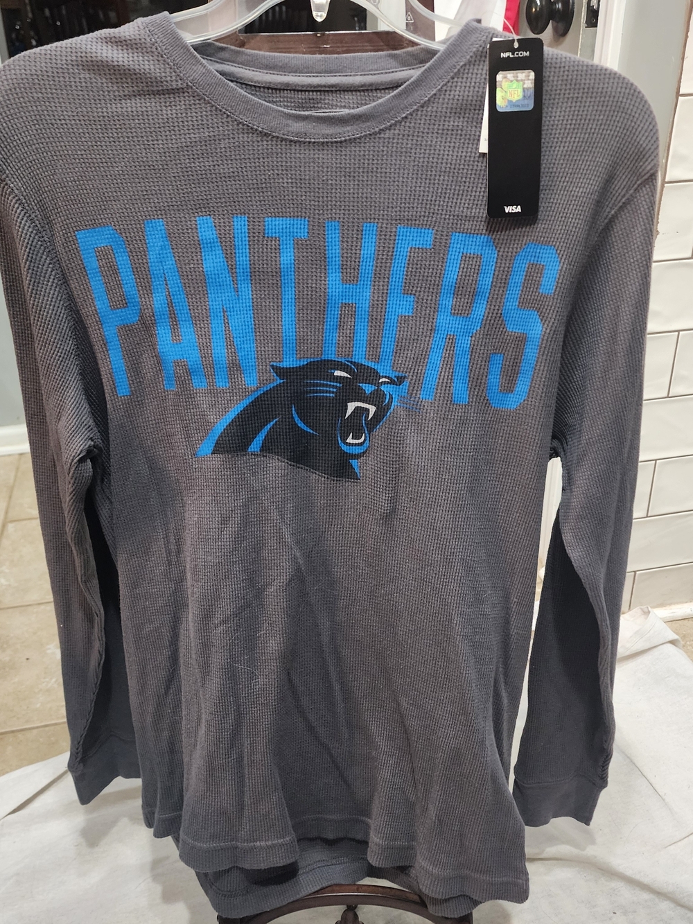 NWT NFL Gray Knit Team Apparel Long Sleeve Thermal‎ with Blue Accent